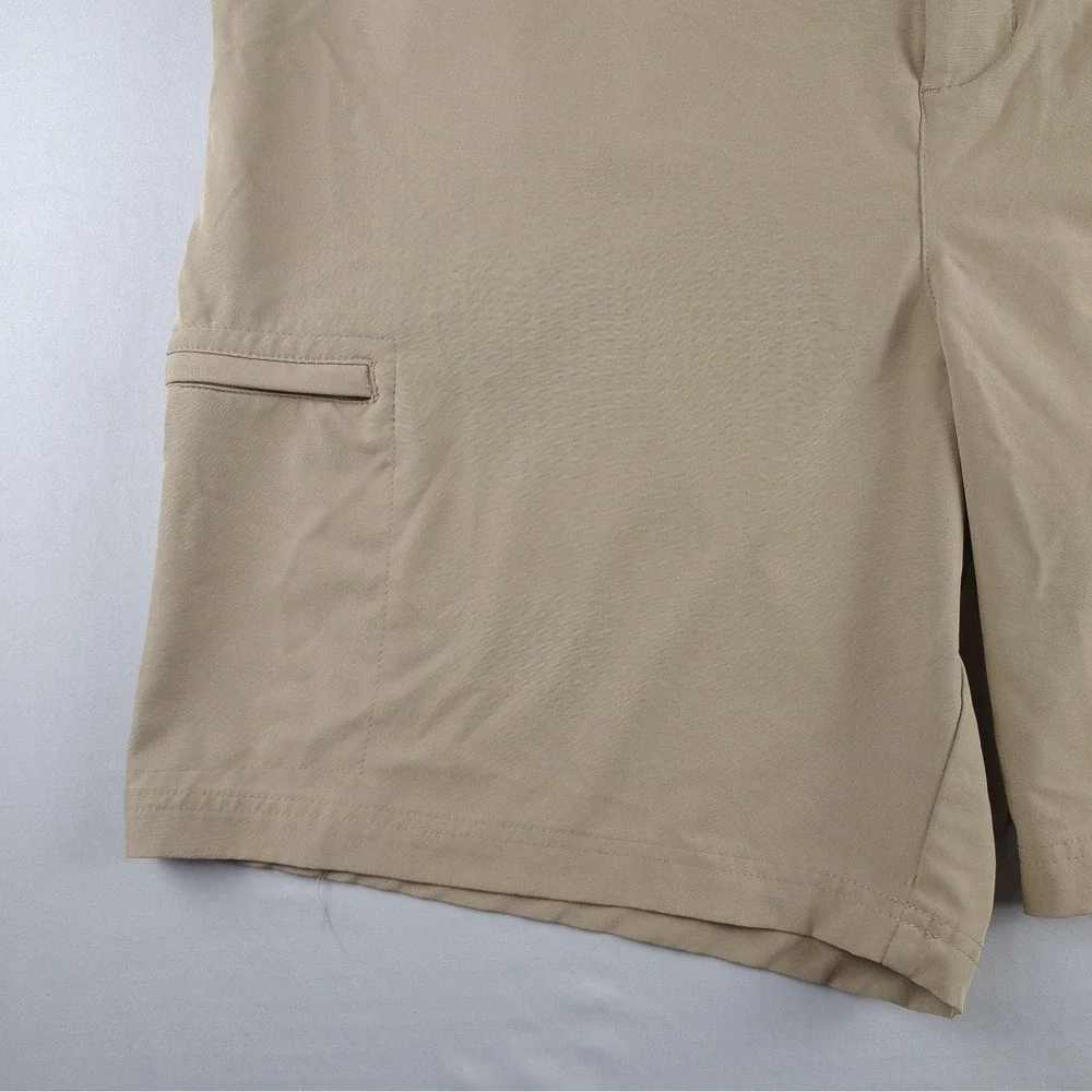 Birdie Bound Men's Golf Shorts 44 Khaki Stretch Performance Flat Front Casual